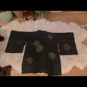Beautiful Silk Kimono - black, Jade, green; Japan